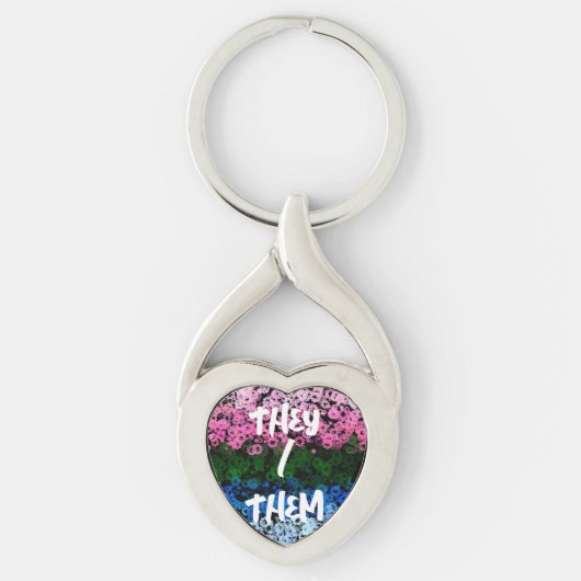 Retro Groovy Schattig Bloemig Omniromantische Prid Sleutelhanger (Voorkant)
