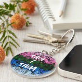 Retro Groovy Schattig Bloemig Omniromantische Prid Sleutelhanger (Voorkant Rechts)