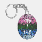 Retro Groovy Schattig Bloemig Omniromantische Prid Sleutelhanger (Voorkant Links)