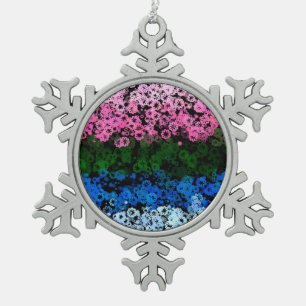 Retro Groovy Schattig Bloemig Omniromantische Prid Tin Sneeuwvlok Ornament