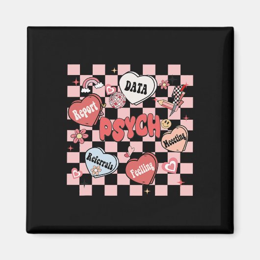 Retro Groovy School Psycholoog Valentijnsdag H Magneet (Voorkant)