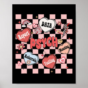 Retro Groovy School Psycholoog Valentijnsdag H Poster