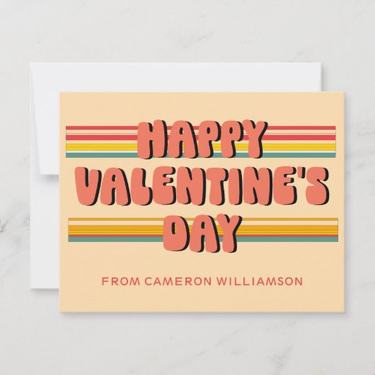 Retro Groovy School Valentijnsdag gepersonaliseerd Feestdagenkaart (Voorkant)