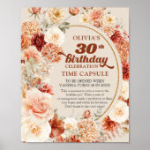 Retro groovy schrift terracotta bloem Tijdscapsule Poster (Voorkant)