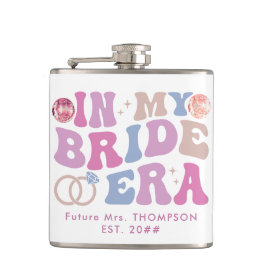 Retro Groovy Script Bruidsnaam In Mijn Bruids Tijd Heupfles