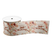 Retro groovy script terracotta bloemen 30 verjaard satijnen lint (Spoel)