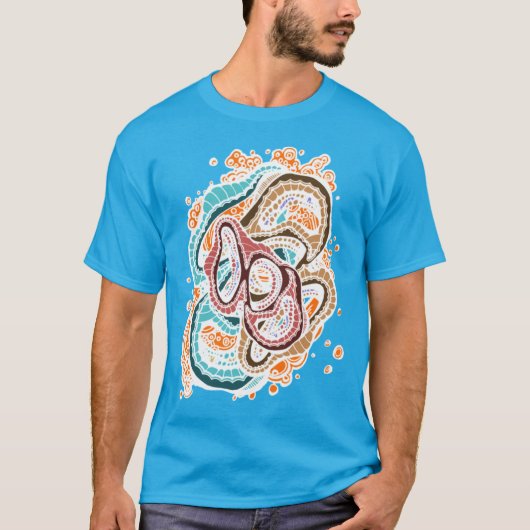 Retro Groovy Serpentine Gezichten In Abstracte Dro T-shirt (Voorkant)