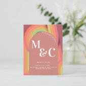 Retro groovy seventies Curvy Lines Save The Date (Staand voorkant)