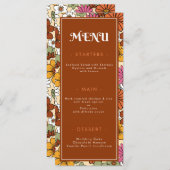 Retro Groovy Seventies Daisy Floral Hippie Wedding Menu (Voorkant / Achterkant)