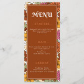 Retro Groovy Seventies Daisy Floral Hippie Wedding Menu (Voorkant)