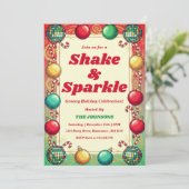 Retro Groovy Shake & Sparkle Holiday Party Kaart (Staand voorkant)