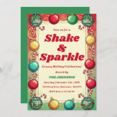 Retro Groovy Shake & Sparkle Holiday Party Kaart (Voorkant / Achterkant)