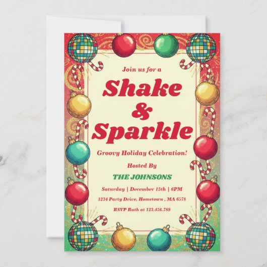 Retro Groovy Shake & Sparkle Vakantiefeest Kaart (Voorkant)