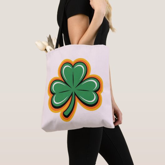 Retro Groovy Shamrock St. Patrick's-tas Tote Bag (Dichtbij)