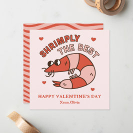 Retro Groovy Shrimply The Best kids Valentine's Notitiekaartje