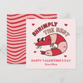 Retro Groovy Shrimply The Best kids Valentine's Notitiekaartje