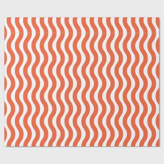 Retro Groovy Sinaasappel Wavy Stripe Cadeaupapier (Vlak)