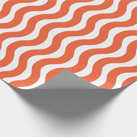 Retro Groovy Sinaasappel Wavy Stripe Cadeaupapier (Hoek)
