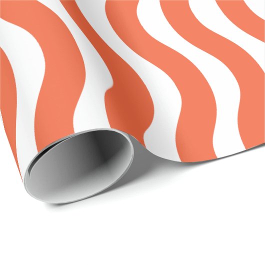 Retro Groovy Sinaasappel Wavy Stripe Cadeaupapier (Rol Hoek)