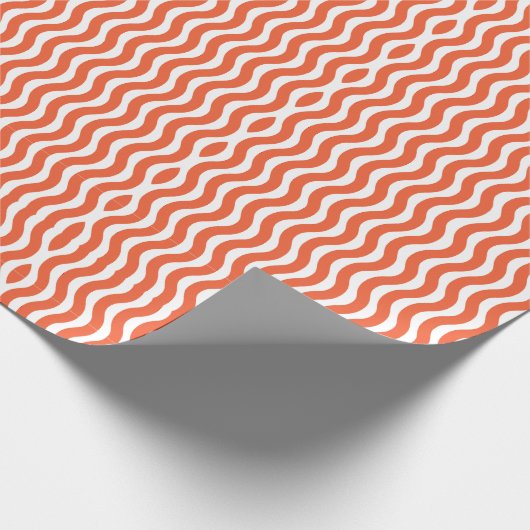 Retro Groovy Sinaasappel Wavy Stripe Cadeaupapier (Hoek)
