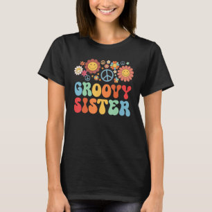 Retro Groovy Sister Matching Family 1e verjaardag  T-shirt