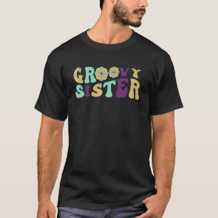 Retro Groovy Sister Matching Family 1e verjaardag T-shirt