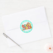 Retro Groovy Smile Daisy Goede Vibes Ronde Sticker (Envelop)