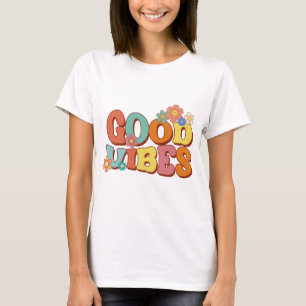 Retro Groovy Smile Daisy Goede Vibes T-shirt