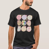 Retro Groovy Smile Face Flower Happy Face Checkere T-shirt (Voorkant)