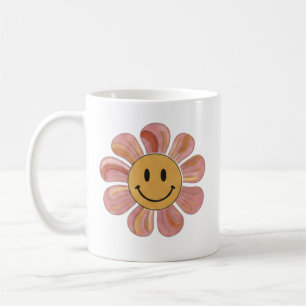 Retro Groovy Smiley Face Bloem Pastel 70s Bloemstu Koffiemok