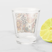 Retro Groovy Smiley Sun Daisy Psychedelic Pattern Shot Glas (Achterkant)