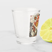 Retro Groovy Smiley Sun Daisy Psychedelic Pattern Shot Glas (Links)