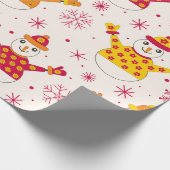 Retro Groovy Sneeuwmannen Patroon Kerstmis Cadeaupapier (Hoek)