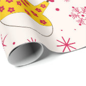 Retro Groovy Sneeuwmannen Patroon Kerstmis Cadeaupapier (Rol Hoek)