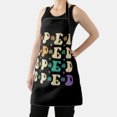 Retro Groovy SPED Leraren Terug naar School SPED G Schort (Insitu)