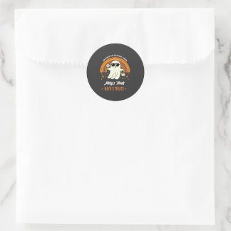 Retro Groovy Spookbril met Daisyrand Naam Ronde Sticker