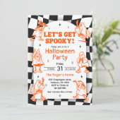 Retro Groovy Spooky Ghost Halloween Party Kaart (Staand voorkant)