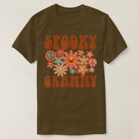 Retro Groovy Spooky Grammy Herfst Halloween Thanks T-shirt (Design voorkant)