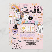 Retro Groovy Spooky One Halloween 1e Verjaardag Kaart (Voorkant / Achterkant)