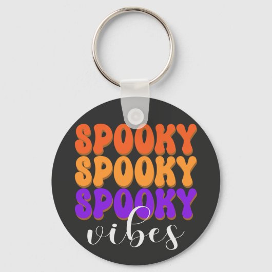 Retro Groovy Spooky Vibes Halloween Sleutelhanger (Voorkant)