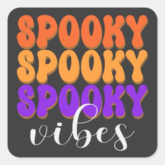 Retro Groovy Spooky Vibes Halloween Vierkante Sticker (Voorkant)