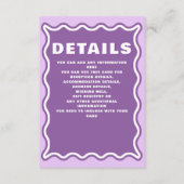 Retro Groovy Squiggle Wavy Curve Paars Weddenschap Informatiekaartje (Voorkant)