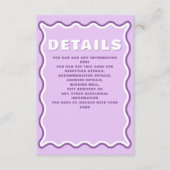 Retro Groovy Squiggle Wavy Curve Paars Weddenschap Informatiekaartje (Voorkant)