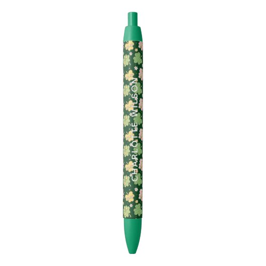 Retro Groovy St. Patrick's Dag Monogram Zwarte Inkt Pen (Voorkant Verticaal)