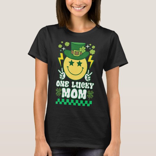 Retro Groovy St Patrick's Day Shamrock One Lucky M T-shirt (Voorkant)