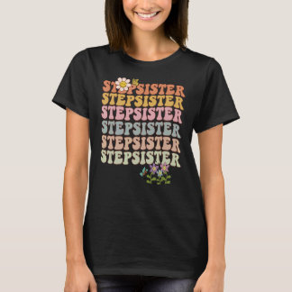 Retro groovy Stepzus heeft mooie woorden met bloem T-shirt
