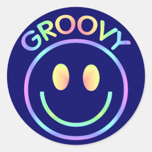 Retro Groovy-Stickers Ronde Sticker