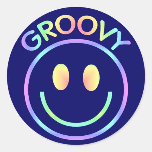 Retro Groovy-Stickers Ronde Sticker (Voorkant)