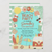 Retro Groovy Stijl Beach of Zwembad Verjaardagsfee Kaart (Voorkant / Achterkant)