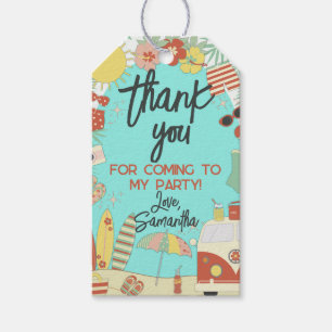 Retro Groovy Stijlvolle Beach Party Dank je wel Cadeaulabel